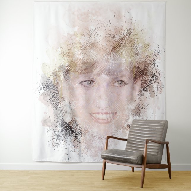 Diana The People's Princess Watercolor Portrait Tapestry (In Situ)