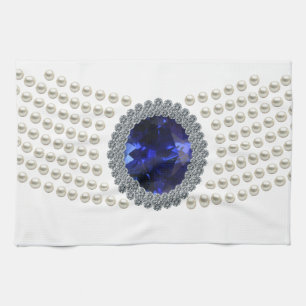Diana's Sapphire Choker Necklace Tea Towel