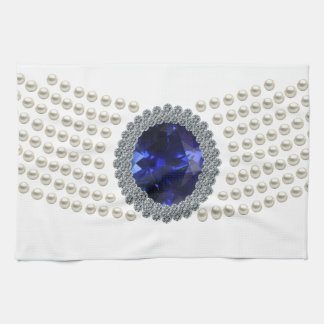 Diana's Sapphire Choker Necklace Tea Towel