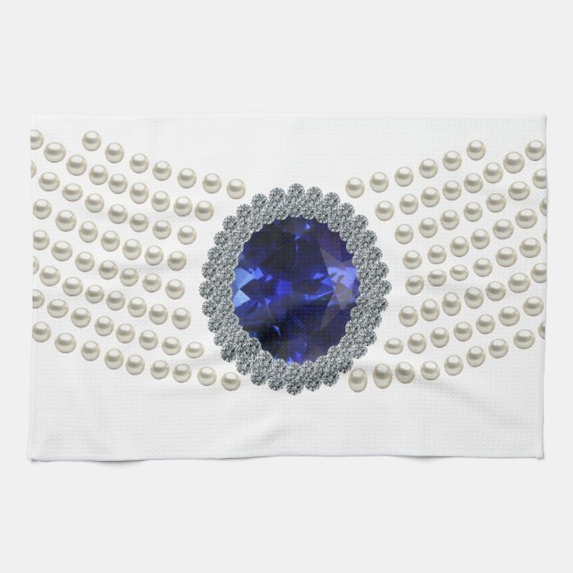 Diana's Sapphire Choker Necklace Tea Towel (Horizontal)