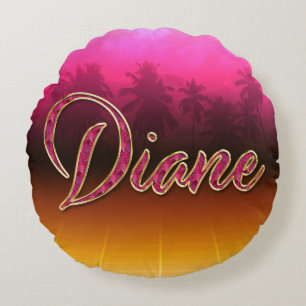 Diane First Name Golden pink cushion