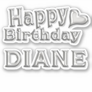 Diane Happy Birthday silver Sticker