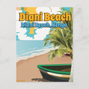 Diani Beach Kenya vintage travel poster. Postcard
