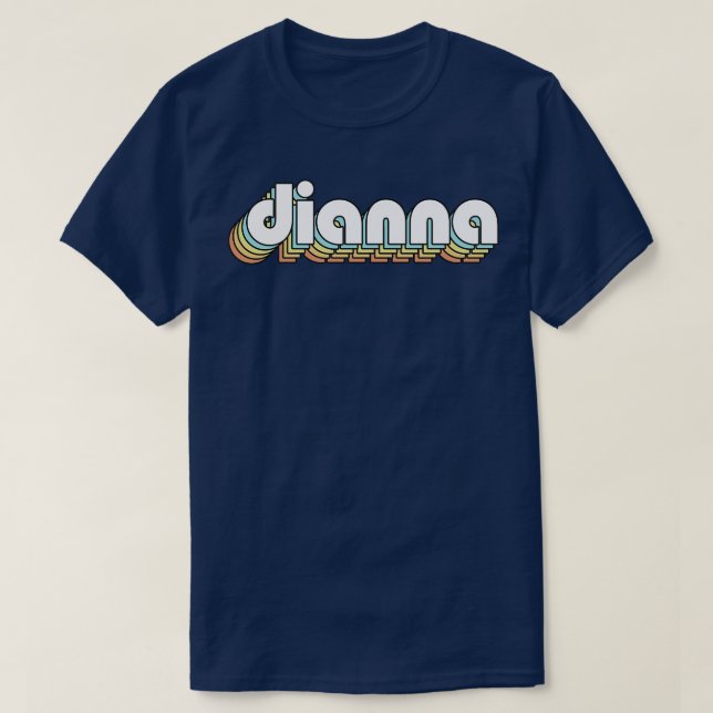 Dianna Retro Rainbow Typography Faded Style T-Shirt (Design Front)