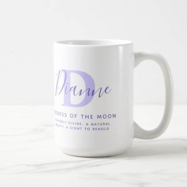 Dianne text blue purple name meaning coffee mug (Right)