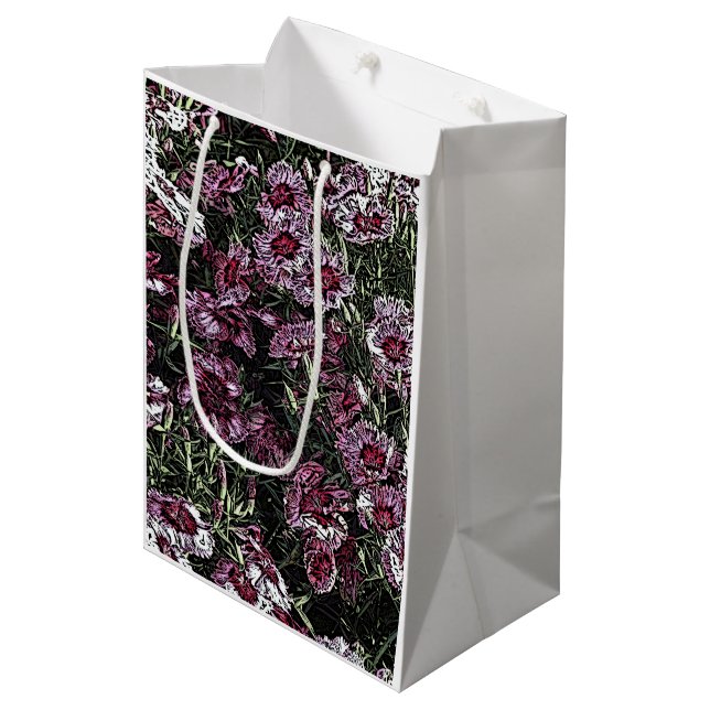 DIANTHUS FLOWERS MEDIUM GIFT BAG (Front Angled)