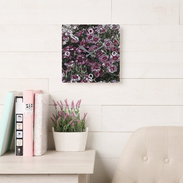 DIANTHUS SQUARE WALL CLOCK (Reading Room)