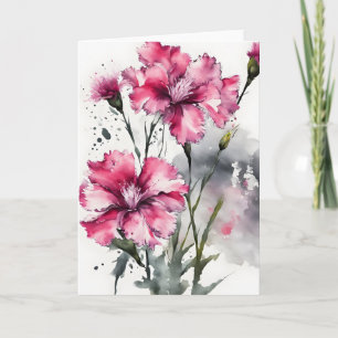 Dianthus - Watercolor flowers Card