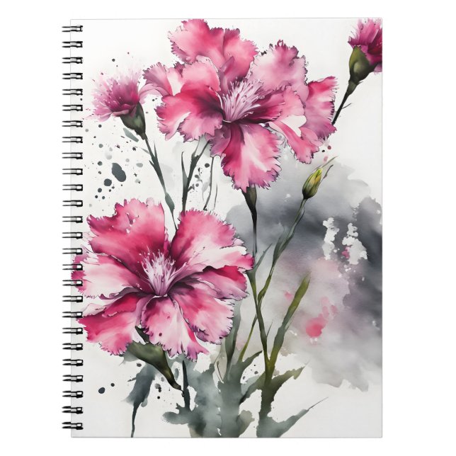Dianthus - Watercolor flowers Notebook (Front)