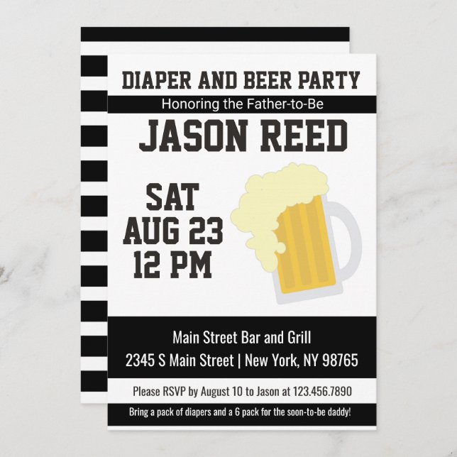 Diaper and Beer Baby Shower Invitation (Front/Back)