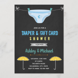 Diaper and gift card shower invitation
