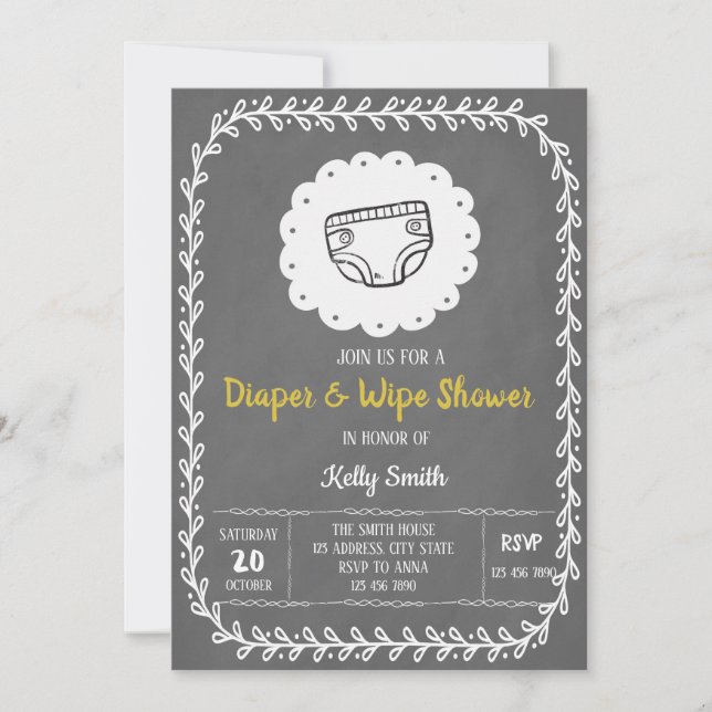 Diaper and wipe shower invitation (Front)