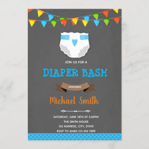 Diaper boy bash baby shower  invitation