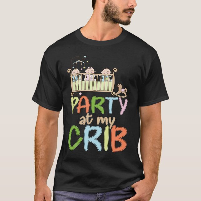 Diaper Boy Girl Party In My Crib Wet Messy Little  T-Shirt (Front)