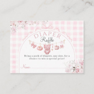 Diaper Floral Bow Pink Pumpkin Girl Baby Shower Enclosure Card