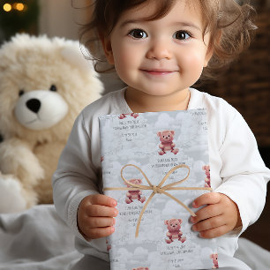 Diaper King teddy bear custom happy birthday name- Wrapping Paper