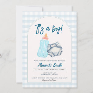 Diaper Milk Bottles Baby Shower Invitation