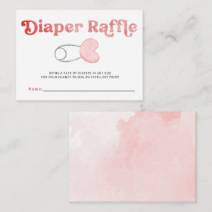 Diaper Pin Pink Girl Baby Shower Diaper Raffle Enclosure Card