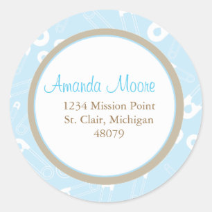 Diaper Pins Favour Sticker or Address Label