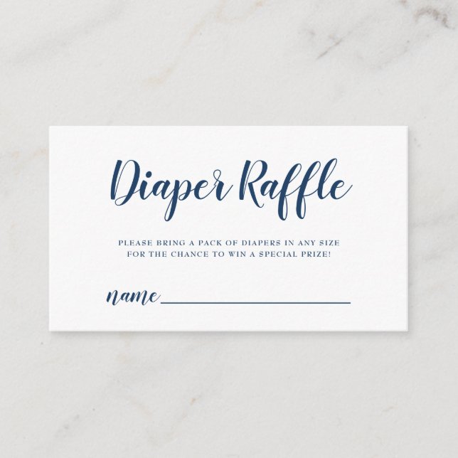 Diaper Rafffle Ticket Navy Blue Polka Dot Enclosure Card (Front)
