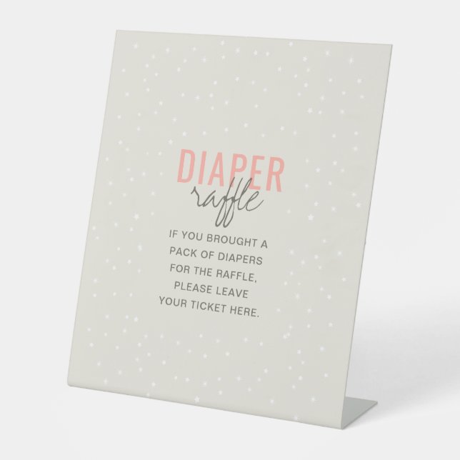 Diaper Raffle Adventure Awaits Girl Pink Stars Pedestal Sign (Front)