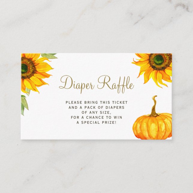 Diaper raffle autumn fall pumpkin baby shower  enclosure card (Front)