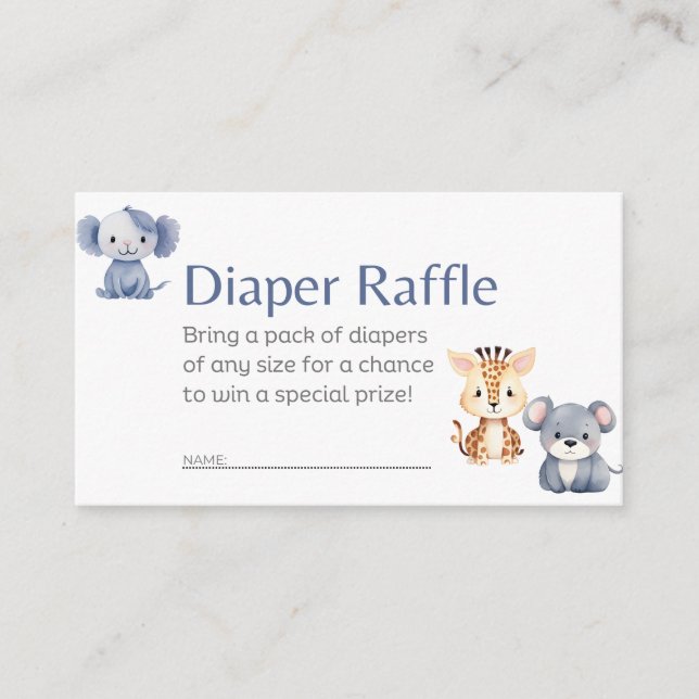Diaper Raffle Baby Animals Enclosure Card (Front)