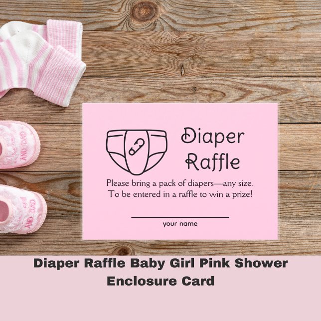 Diaper Raffle Baby Girl Pink Shower Enclosure Card (Creator Uploaded)