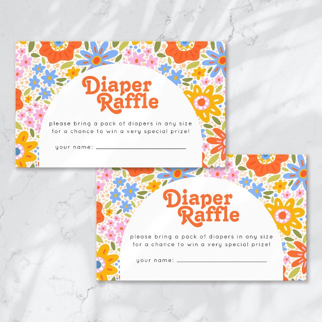 Diaper Raffle Baby in Bloom Groovy Baby Shower Enclosure Card (Creator Uploaded)