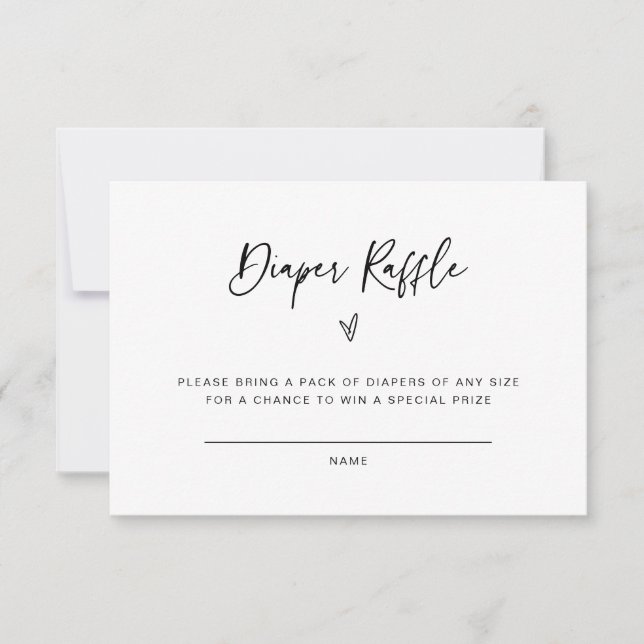 Diaper Raffle Baby Shower Activity Game Card F201 (Front)