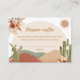 Diaper Raffle Baby Shower Boho Southwest Desert Enclosure Card