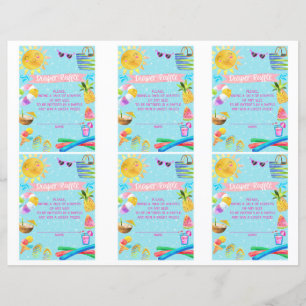 Diaper Raffle baby shower cards, pool baby shower