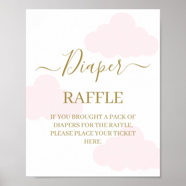 Diaper Raffle Baby Shower Clouds sign (Front)