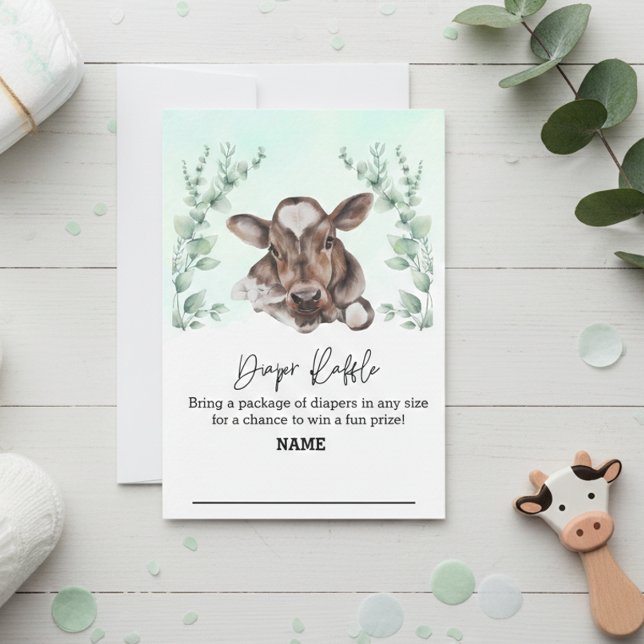 Diaper Raffle Baby Shower Cow Eucalyptus Farm  Invitation (Creator Uploaded)