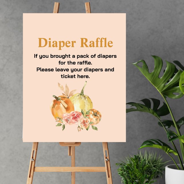Diaper raffle baby shower fall pumpkin blush pink  poster (Creator Uploaded)