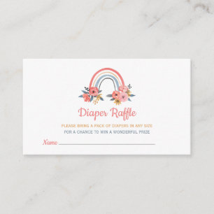 Diaper Raffle Baby Shower Floral Rainbow Colourful Enclosure Card