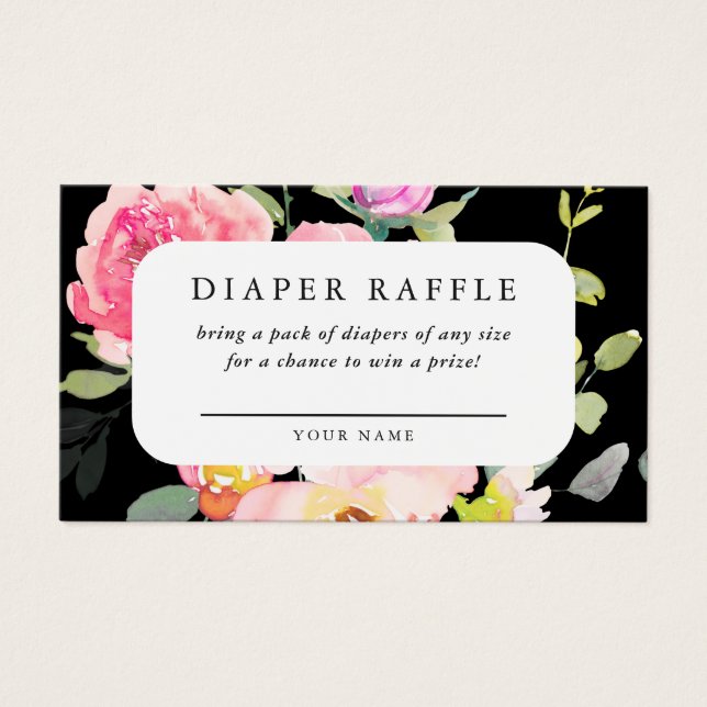 Diaper Raffle Baby Shower Floral Ticket (Front)
