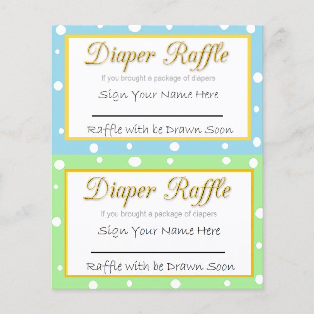 Diaper Raffle Baby Shower Game Blue and Green Flyer (Front)