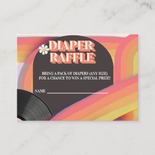 Diaper Raffle Baby Shower Groovy Retro 70s 80s Enclosure Card