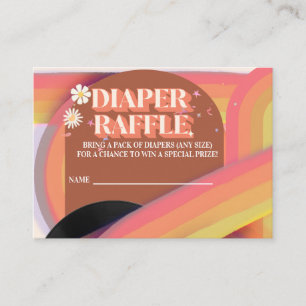 Diaper Raffle Baby Shower Groovy Retro 70s 80s Enclosure Card