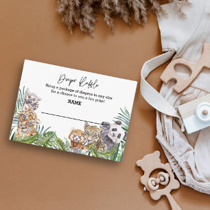 Diaper Raffle Baby Shower Jungle Animals   Enclosure Card