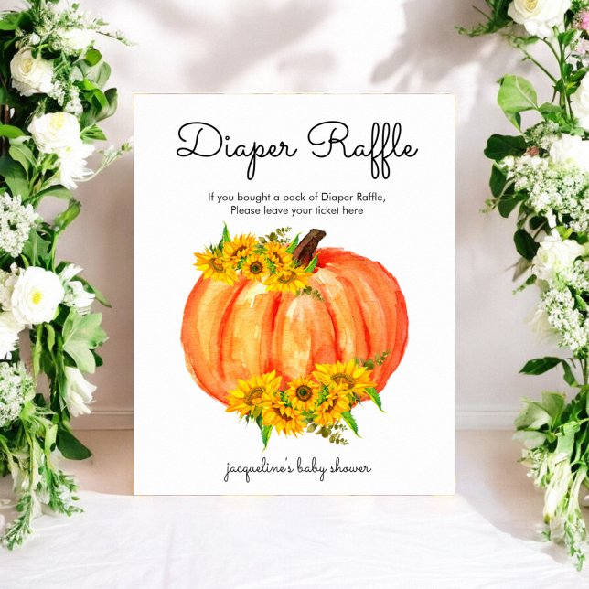 Diaper Raffle Baby Shower Orange Pumpkin  Poster (Creator Uploaded)
