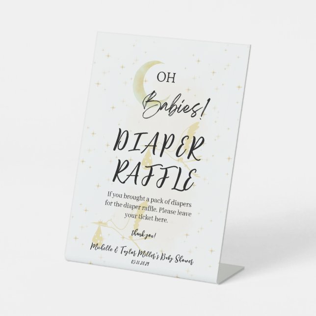 Diaper Raffle Baby Shower Pedestal Sign (Front)