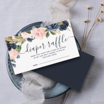 Diaper Raffle Baby Shower Pink Navy Blue Floral