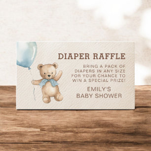 Diaper Raffle Bearly Wait Teddy Bear Baby Shower Enclosure Card