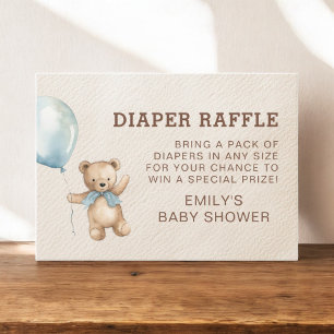 Diaper Raffle Bearly Wait Teddy Bear Baby Shower Enclosure Card