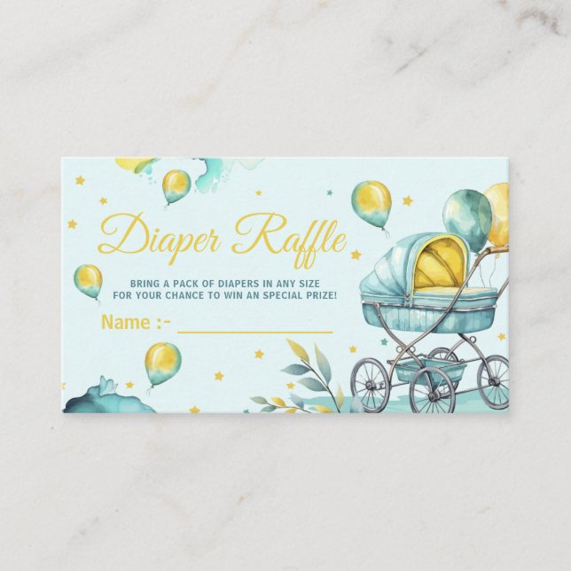 Diaper Raffle Blue Baby Shower Enclosure Card (Front)
