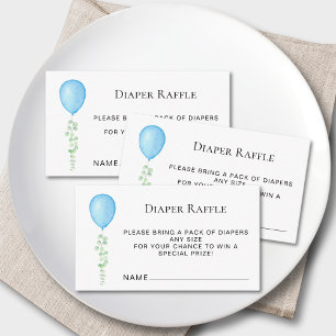 Diaper Raffle Blue Balloon Baby Shower Enclosure Card