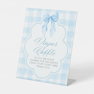 Diaper Raffle Blue Bow Baby Shower Table Sign