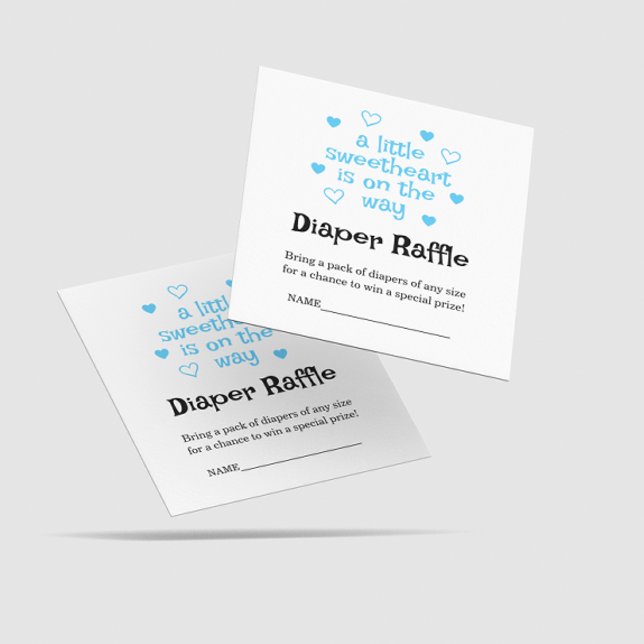 Diaper Raffle Blue Boy Baby Shower Square Card (Creator Uploaded)